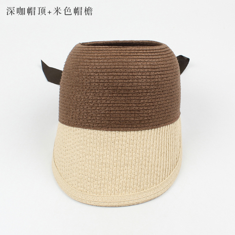 Fashion Contrast Color Bow Empty Top Straw Hat display picture 16