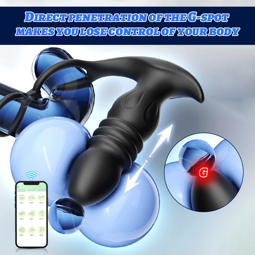 Masajeador de próstata telescópico con doble vibración y control por aplicación para masturbación masculina, tapón anal para adultos._voghion.com