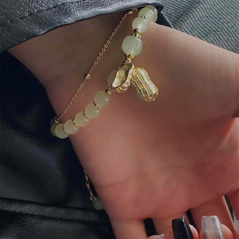 Sweet Peanut natural stone Copper Beaded Plating Bracelets 1 Piece