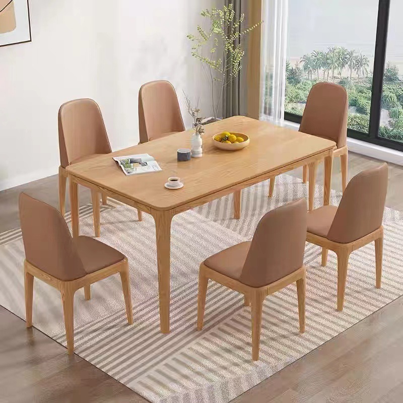 Mesa de comedor de madera maciza de fresno nórdico y combinación de silla moderna mesa rectangular simple pequeño apartamento comedor mesa de comedor en casa
