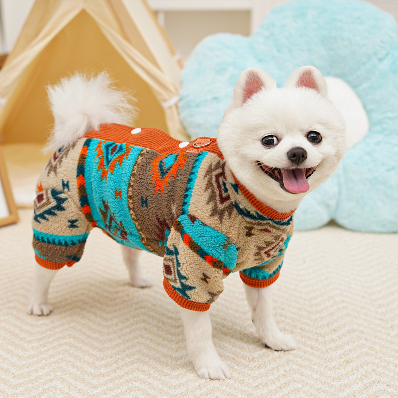 Otoño y invierno cuatro patas bolsa de abdomen con mascotas perros y gatos ropa accesorios estilo nacional isla de Fair que pijamas de oso