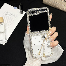 潮牌适用三星zflip6折叠屏手机壳轻奢水钻Galaxyzflip5全包保护套