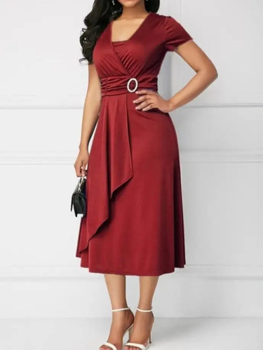 Wish independent website: European and American-style chic asymmetric maxi dress with V-neck