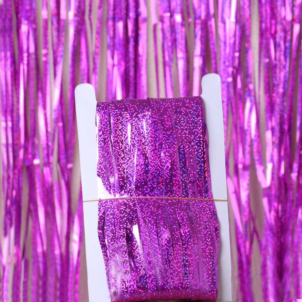 Fiesta de bodas Decoración de la pared de fondo de cumpleaños Diseño de accesorios para engrosar la lluvia láser cortina de color color flecos image 11