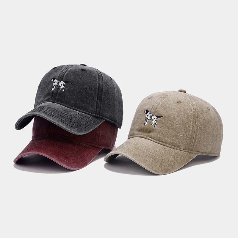 Cachorro de dibujos animados bordado gorra de béisbol de moda retro apenado casquillo de primavera y verano al aire libre casual sombrero para el sol