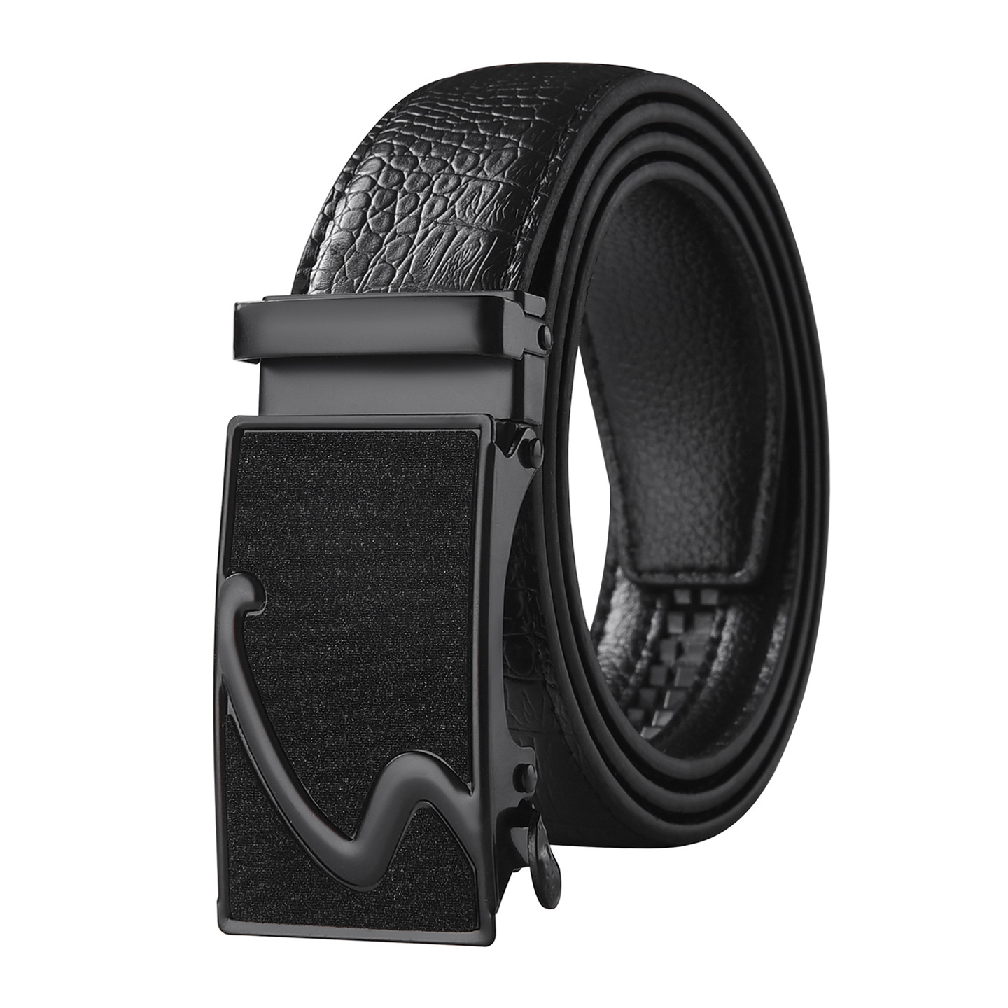 S Black Frosted Buckle Line Black Belt