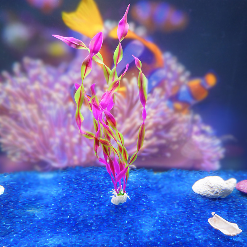 Escenografía de pecera Simulación Plástico Hierba de agua falsa Orquesta de agua de América del Norte, algas marinas grandes y pequeñas, decoraciones de acuario de algas marinas