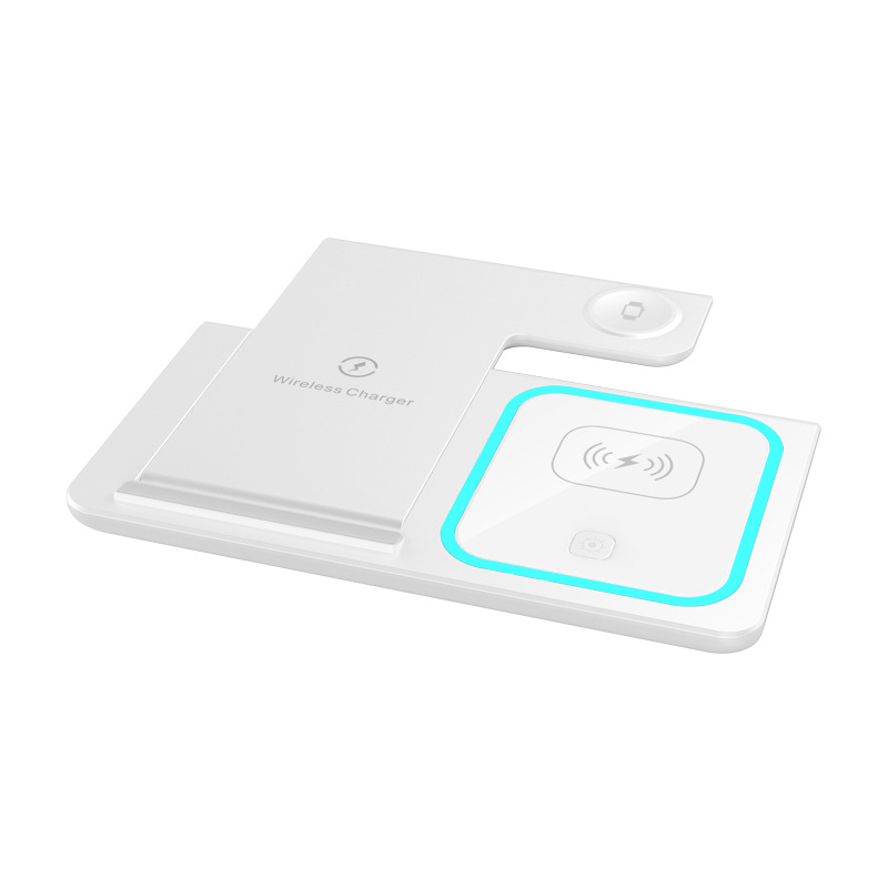 厂家跨境热销QI无线充 三合一15W可折叠桌面充电支架无线充电器