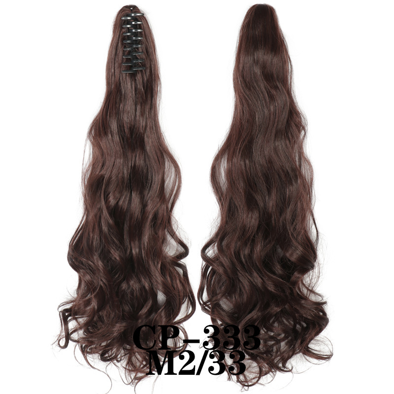 Europa y los Estados Unidos pelucas ondas largas pelucas de fibra química agarrar clip de cabello rizado garra de caballo 8 dientes fábrica de cola de caballo en stock