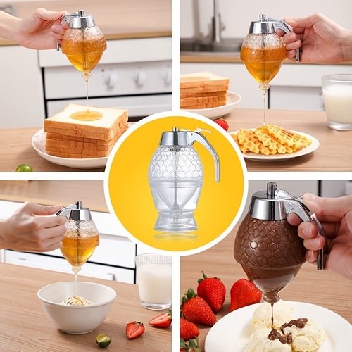 Self-produced and sold acrylic honey dispenser squeeze bottle honey jar juice dispenser Q-437
