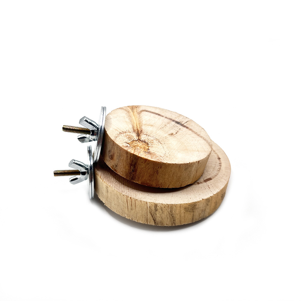 Juguete de hámster, marco de estación de pájaro loro, madera de pino, plataforma redonda pelada, accesorios para jaulas de pájaros, juguetes de madera para mascotas pequeñas image 5
