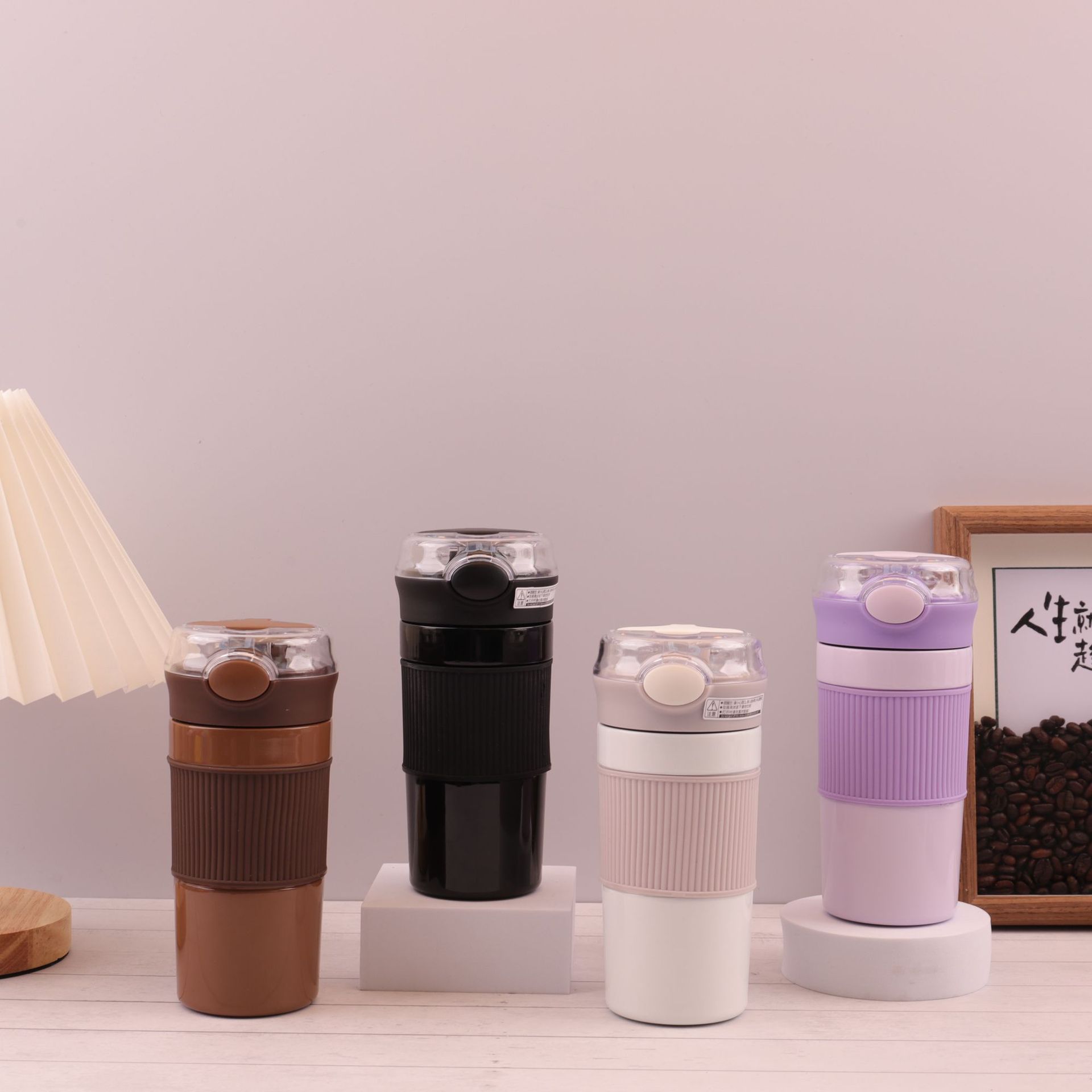 Taza de aislamiento de acero inoxidable 304 de comercio exterior, cubierta de silicona, pajita de rebote, taza de café, taza de agua portátil para exteriores, fábrica al por mayor