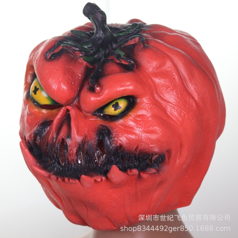 Máscara naranja de calabaza transfronteriza Halloween Bola fiesta horror accesorios de miedo en vivo ambiente de truco o trato vestir