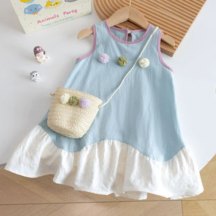 Girls Pure Cotton Baby Dress 2025 Summer New Style Baby Girl Fashionable Princess Dress Baby Girl Kidsren's Dress