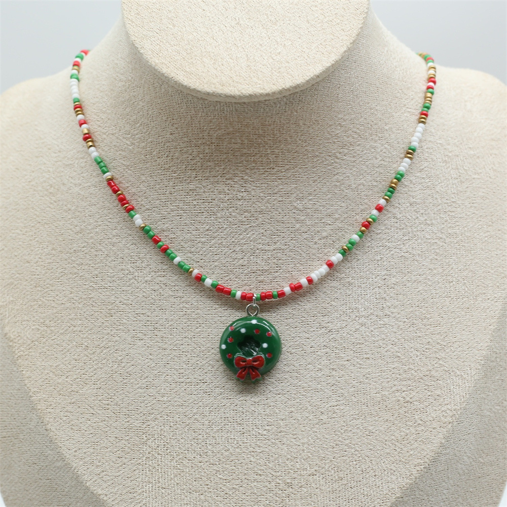 10g Weight Plastic Pendant Material Pendant Necklace Classification Seed Bead Chain Material Beaded Chain Chain Type 1 Piece Quantity Holiday, Festival Occasion Beaded, Plastic Material Christmas Festival Christmas Tree, Santa Claus, Snowflake Pattern Women's Gender Cartoon Style, Cute Style Cartoon Style Cute Christmas Tree Santa Claus Snowflake Beaded Plastic Beaded Chain Beaded Necklaces Christmas Wholesale 4