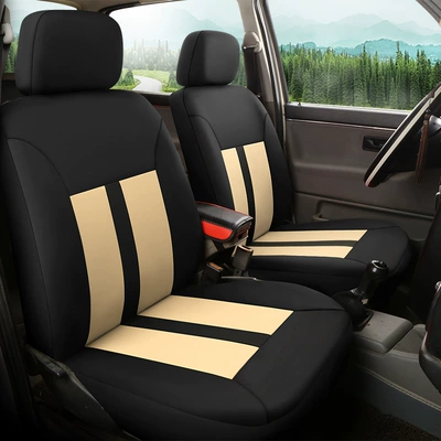 Weizhi Cloth Cover Knitted Cloth | Universal seat cover - double-version-black-and-beige-complete-set-of-five-seats-neutral-the-front-and-rear-headrests-can-be-removed-neutral