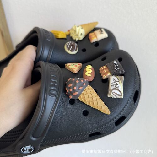 New K-pop celebrity trendy ice cream shoe buckle flower bead chain shoe flower single shoe flower shoe clip detachable