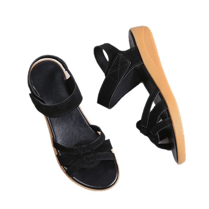2026 nuevo verano de sandalias de tejido ligero y cómodo antideslizante superficial velcro para mujeres sandalias de estilo romano