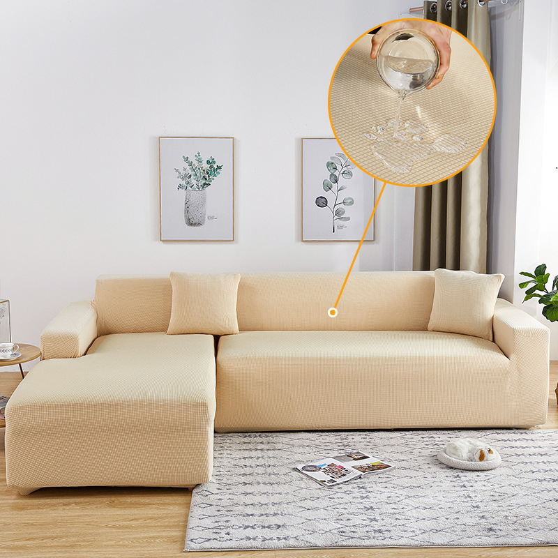 Waterproof high weight thickened four season all inclusive elastic sofa cover universal full cover chaise longue waffle sofa cover_voghion.com