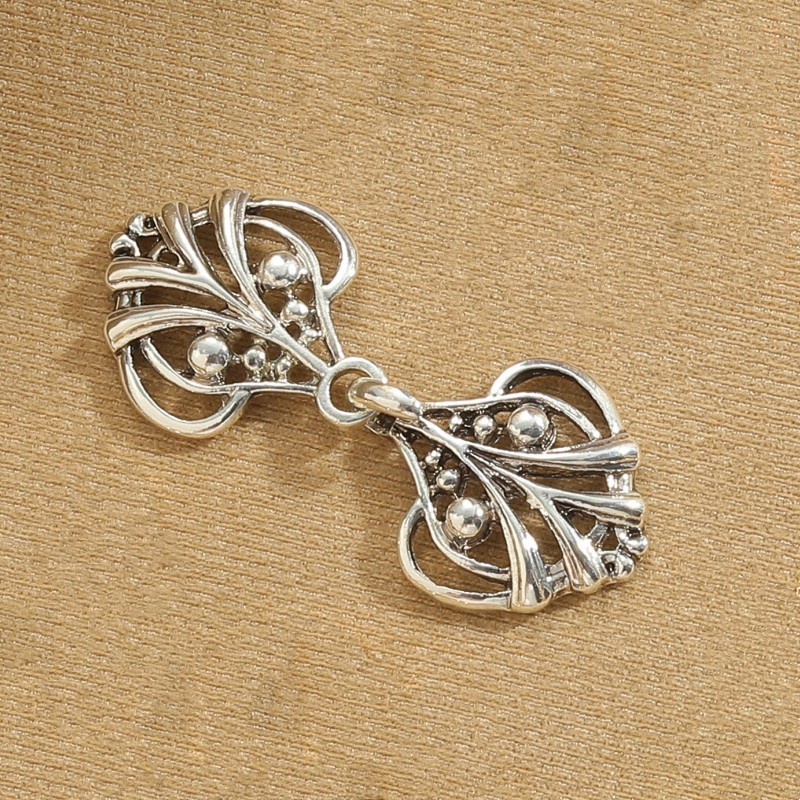 하트 모양의 잔디 버클 BC1050 고대 실버 (클립 없음)