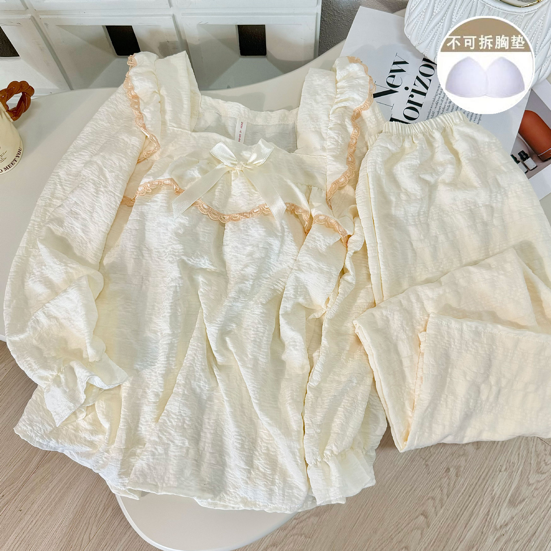 675#살구 [윤두면 긴팔슈트] [가슴패드 포함]