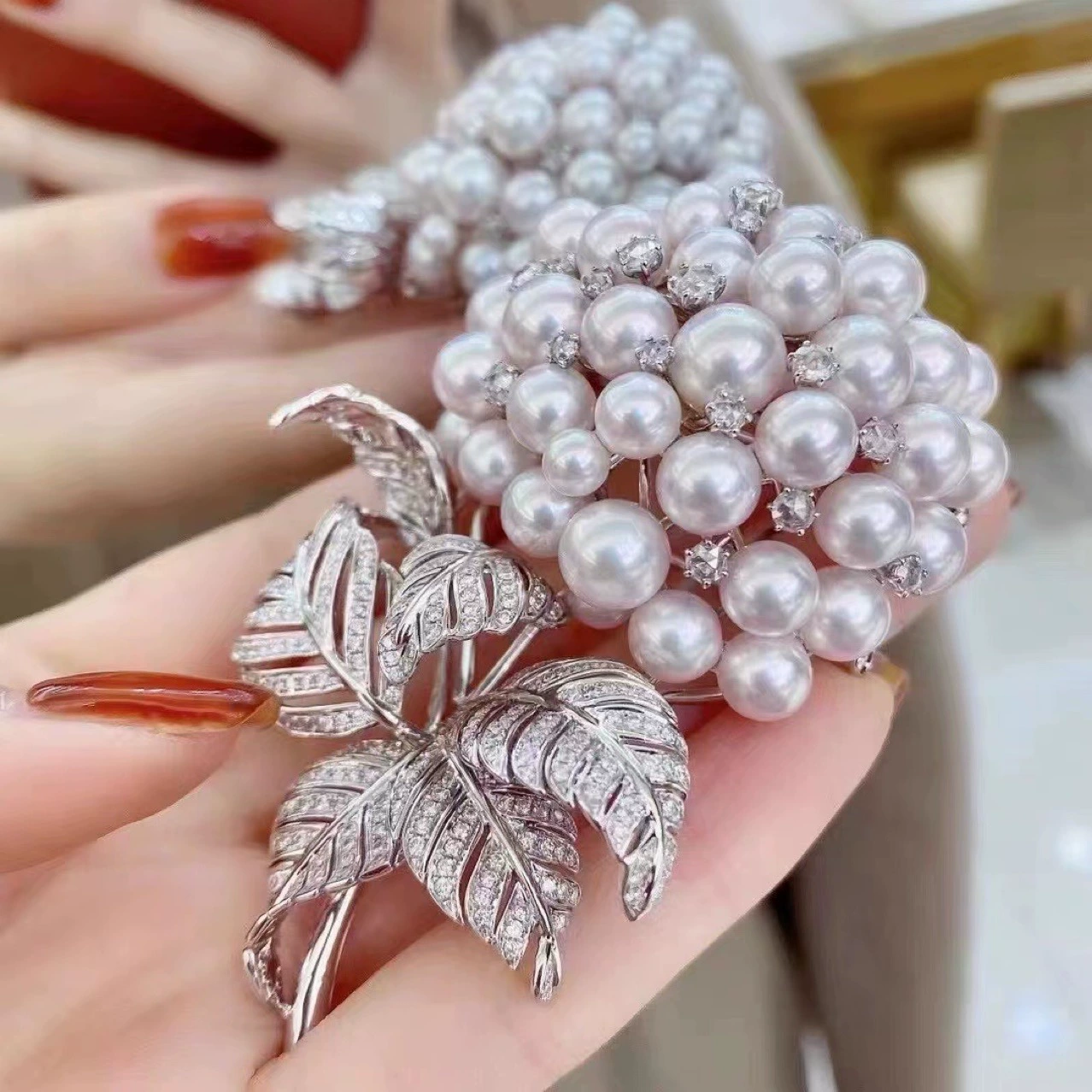 Корсаж из натурального жемчуга M, семейная брошь с гортензией и жемчугом, универсальная