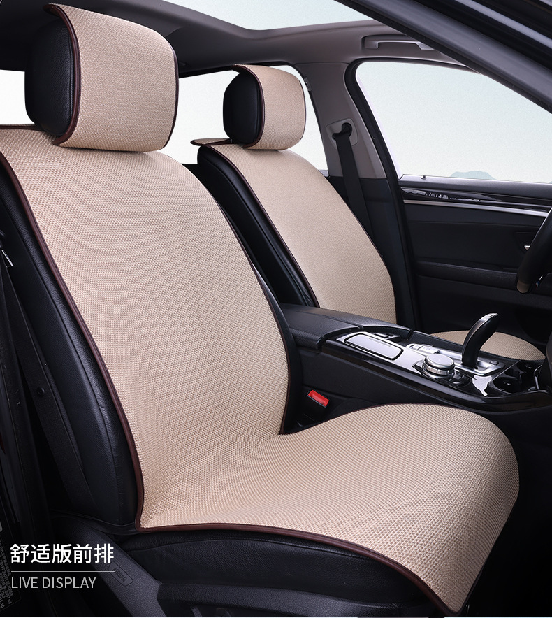 Car Seat Cushion, Universal for All Seasons, Car-Specific Cotton and Linen Thickeneded, Tie-Free Fabric Linen Single-Piece Car Seat Cushion and Chair Cover