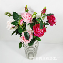 三头手感保湿英国玫瑰花束仿生花客厅插花室内餐桌拍照装饰花卉