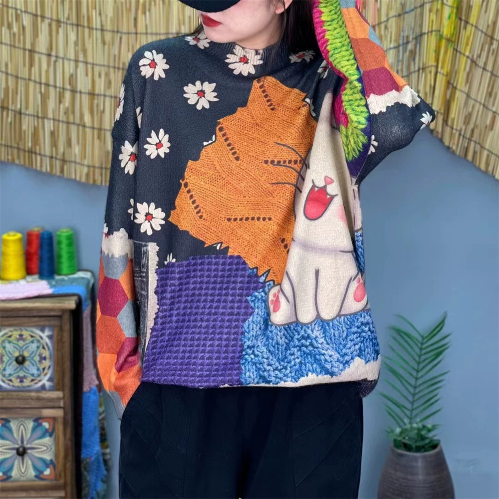 Knitted autumn fashionable sweater for leisure