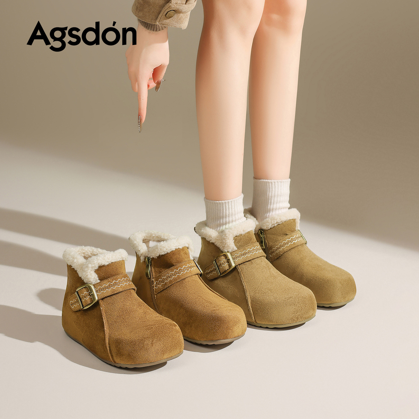 Augu Lion Standing Gao Zapatos Boccan 2025 nuevos zapatos de invierno gruesos enormes bonitos botas de nieve zapatos de lana y algodón