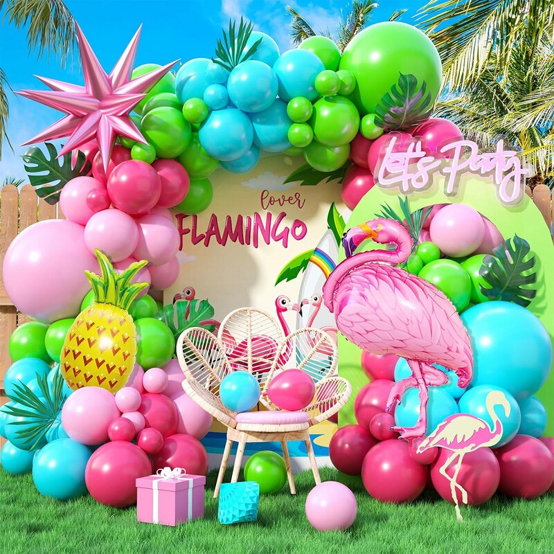 Tropical Balloon Arch Set Pineapple Flamingo Aluminum Foil Balloon Summer Hawaii Luau Party Decoration