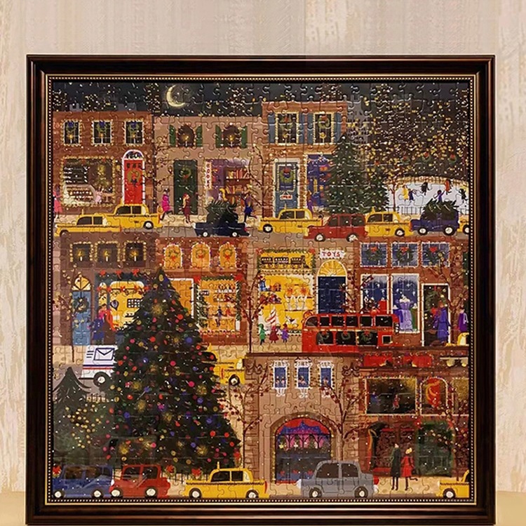 galison冬灯圣诞节日拼图框方形画框铝合金框卡纸繁花盛开diy相框