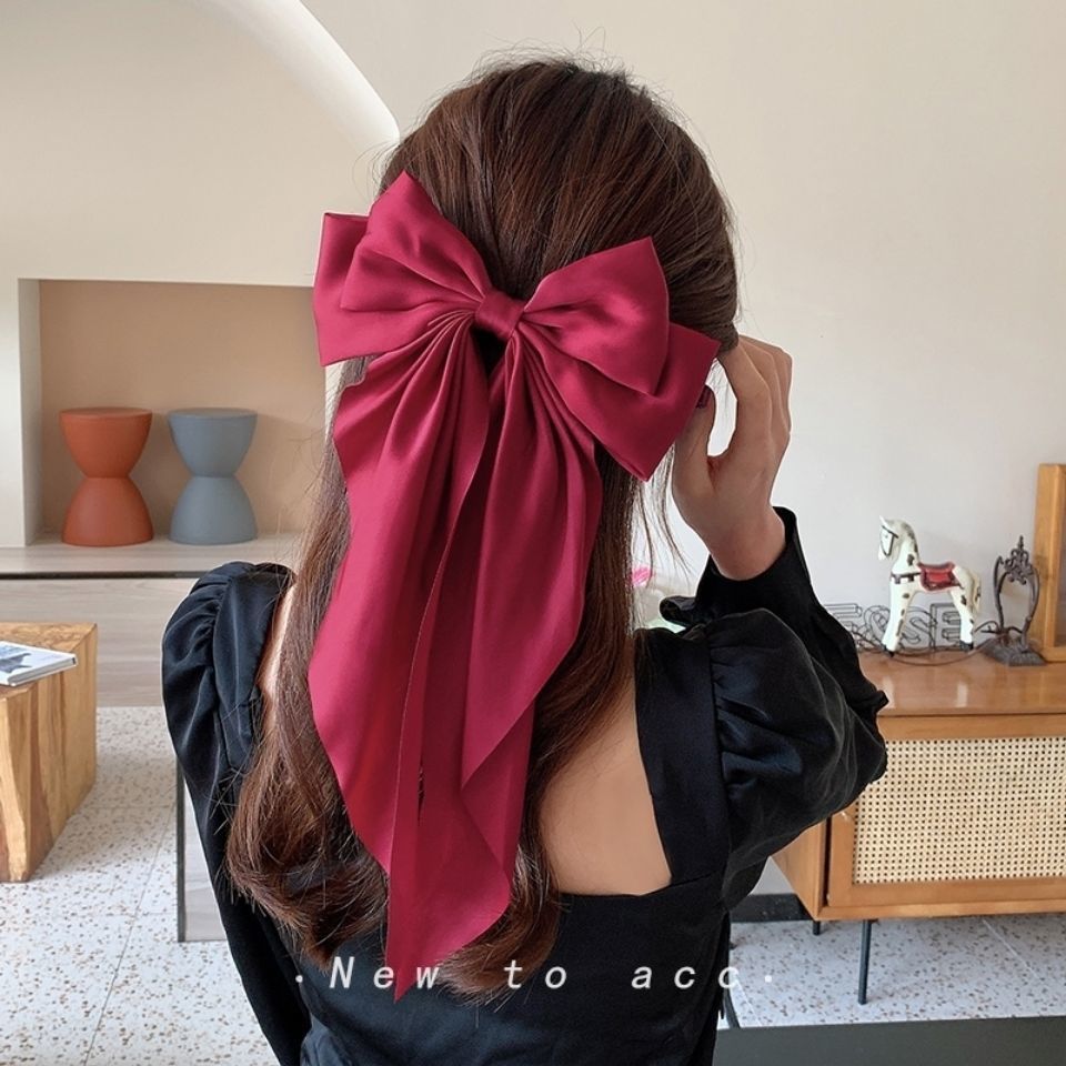 Streamer red big bow hairpin for women o...