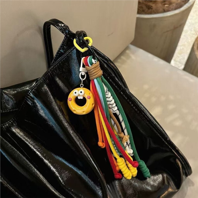 Rainbow-Colored Cute and Quirky Sausage Mouth Colorful Korean-Style Ins Bag Pendant Couple Backpack Keychain Color-Blocking Hanging Chain