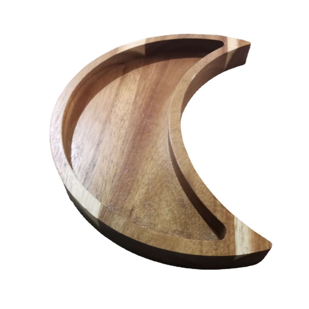 Luz de moda de lujo lovesickness bandeja de madera Acacia madera cristal Luna bandeja de madera joya aceite esencial Pantalla bandeja de madera