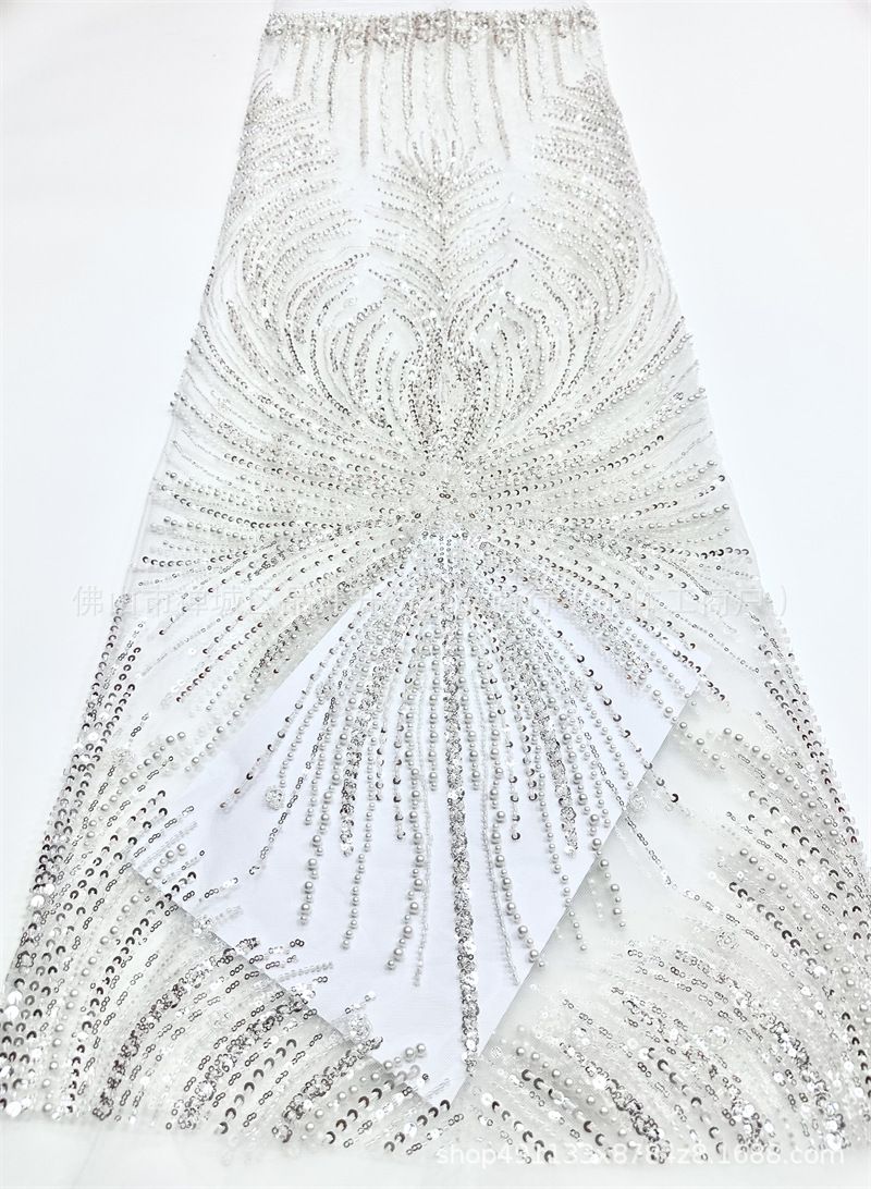 Vestido de boda estilo francés de moda cena festiva vestido de fiesta tela de encaje tela bordada