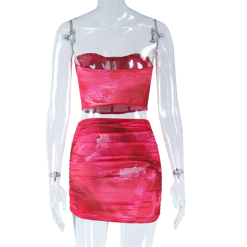 Summer Women Wear Sexy Bandeau Printed Vest Skirt Two Piece Suit Trendy 7 Summer Women Wear Sexy Bandeau Printed Vest Skirt Two Piece Suit Trendy