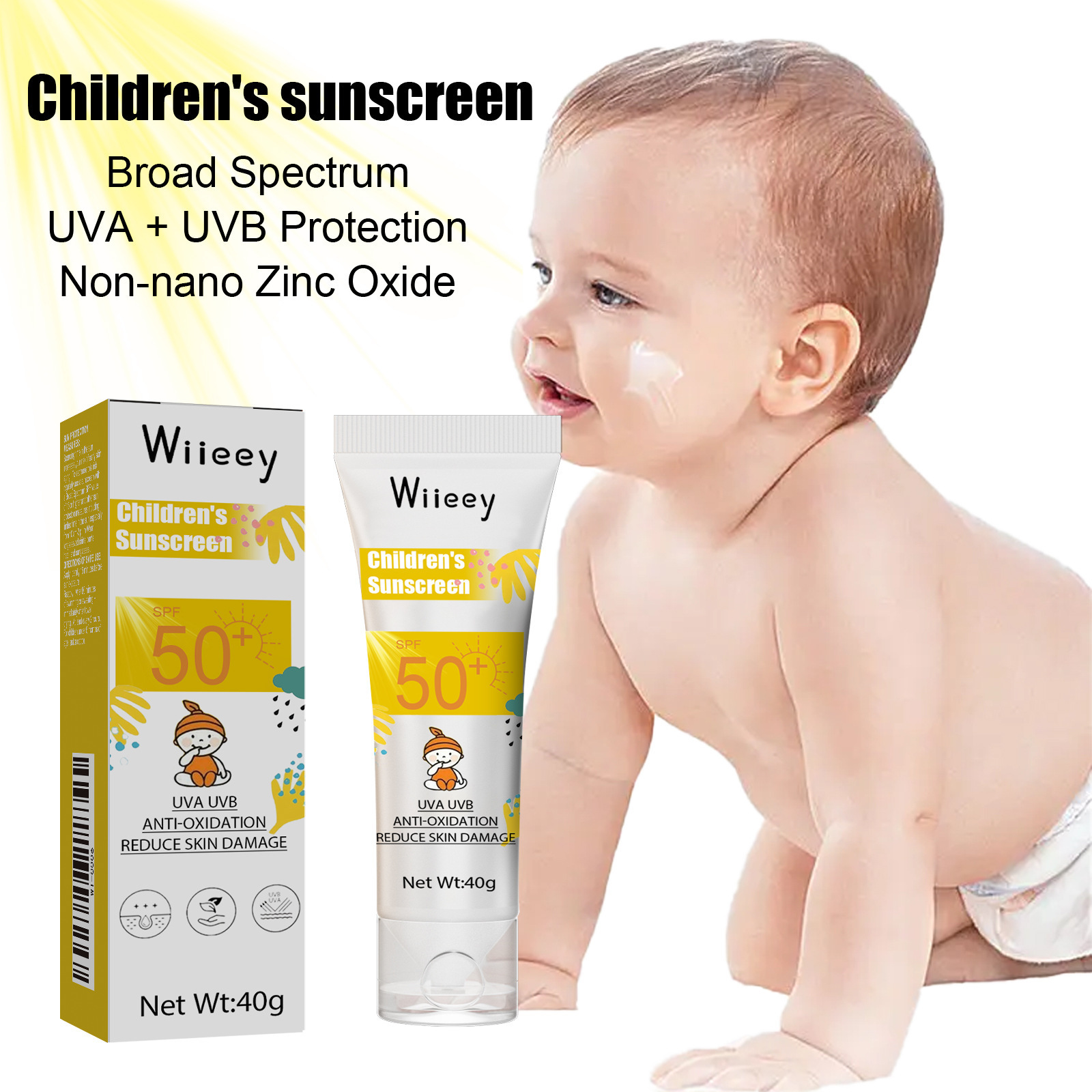 Wiieey Children's Protective Cream Summer Outdoor UV Refreshing Skin Gentle No Irritation Body Protective Cream