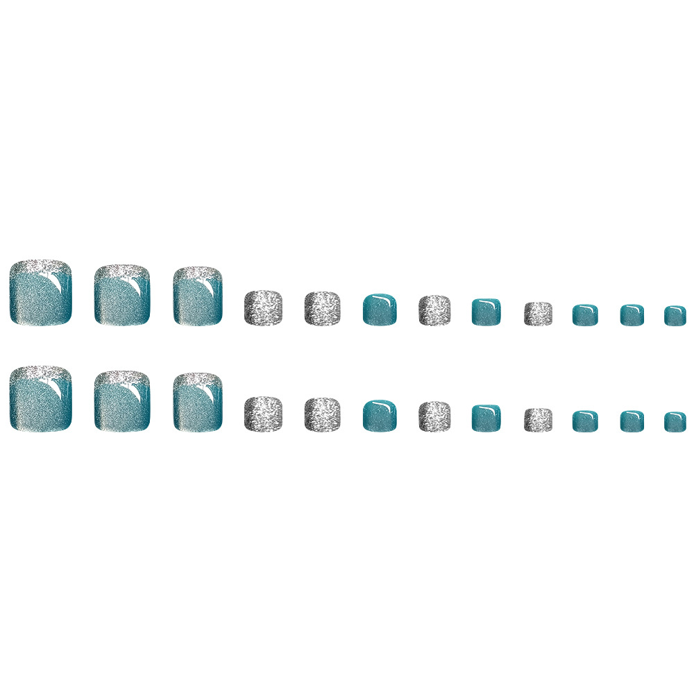 Azul verde gradiente esquinilla pie de manicura pegatinas estrellas de comercio exterior pie desgaste uña fábrica de uñas recta