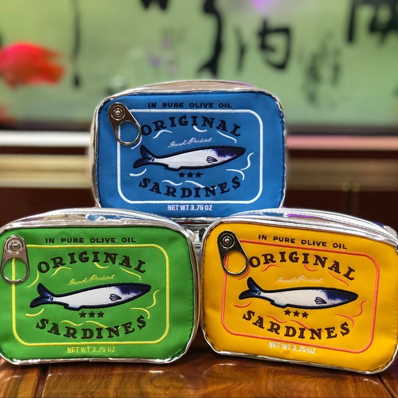 Cute Large Capacity Canned Sardines Styling Storage Bag Cosmetic Bag Distinctive Creative Clutch Bag For Women