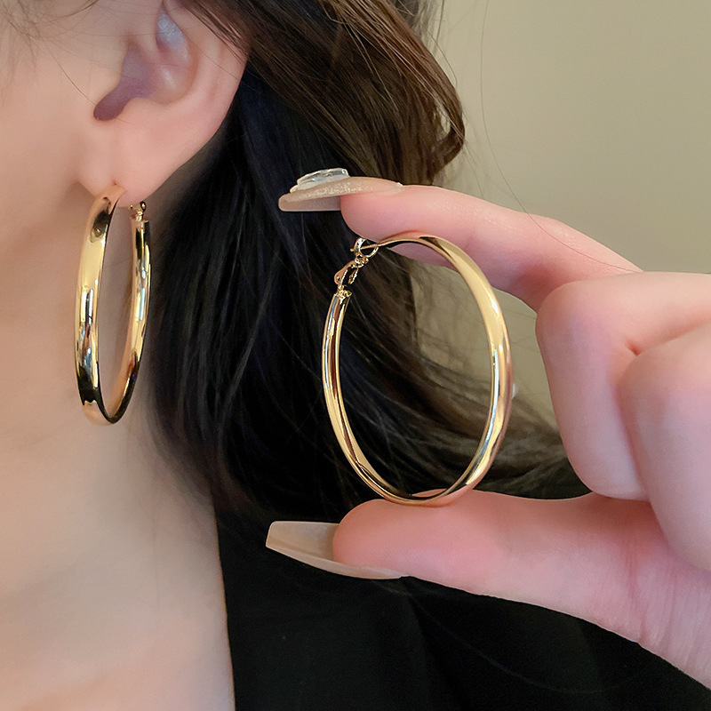 Pendientes ovalados simples de aguja de plata Pendientes de tendencia de personalidad transfronteriza europea y americana Pendientes de diseño de todo fósforo de nicho al por mayor