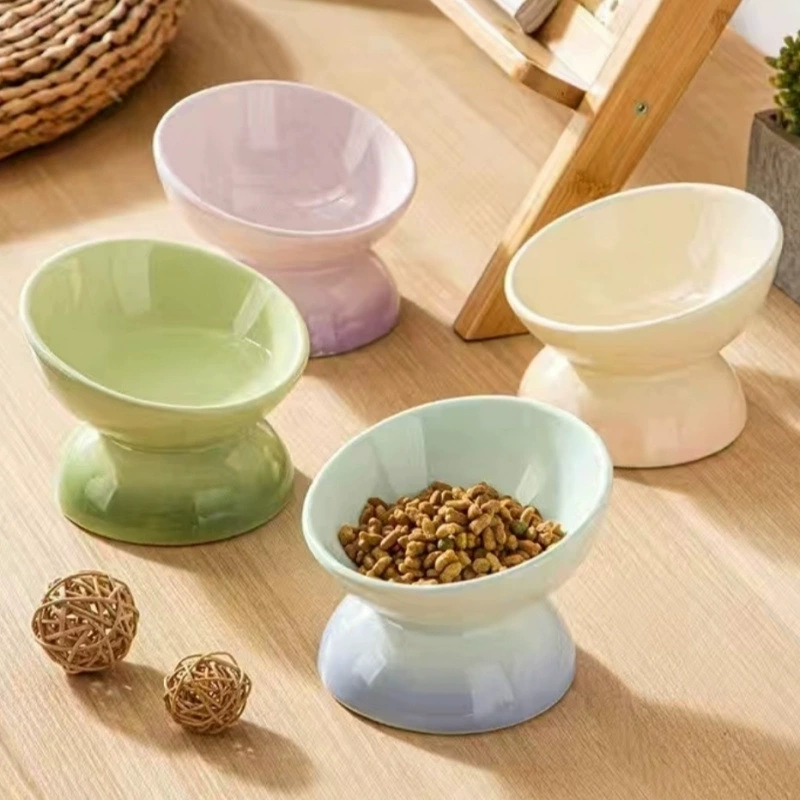 Керамическая миска для домашних животных, миска для кошек большого диаметра, защитная миска для риса для котят, миска для воды, слегка дефектная миска для кошачьего корма, принадлежности для кошек
