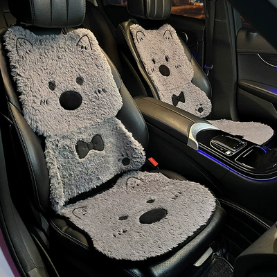 Warm Seat Cover 25 New | Seat cushion, seat cover - winter-plush-west-highland-cute-puppy-gray-seat-cushion-backrest-set-of-4-no-specifications