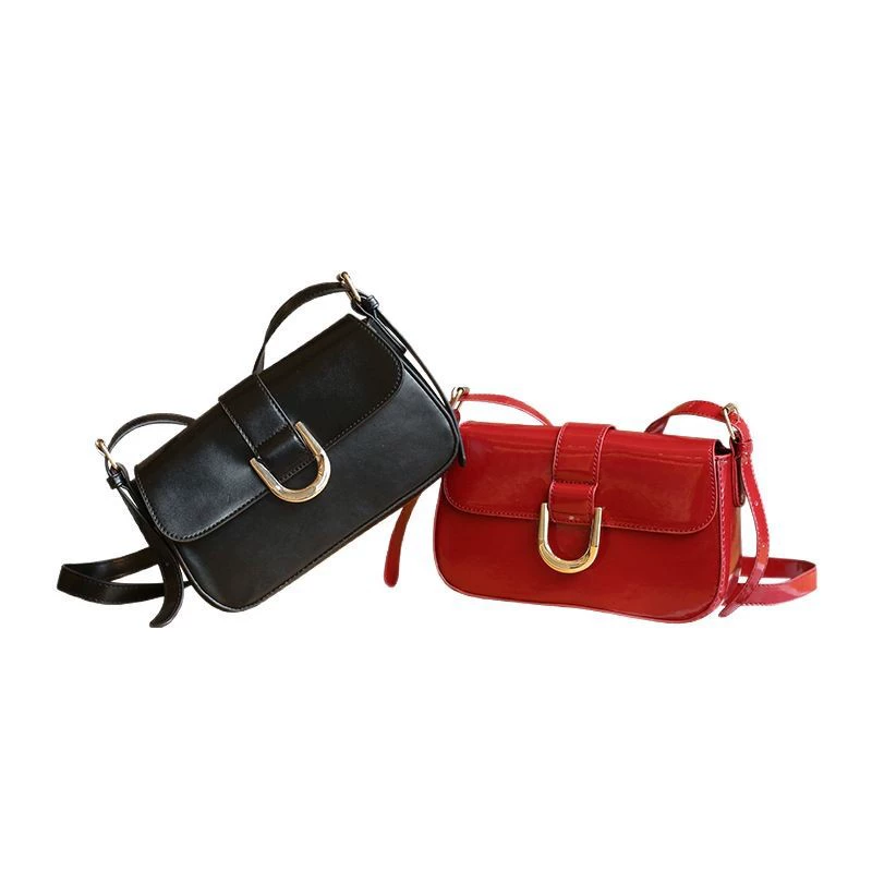 Retro one-shoulder bag, burgundy handheld underarm bag, shoulder bag, 2023, Korean style