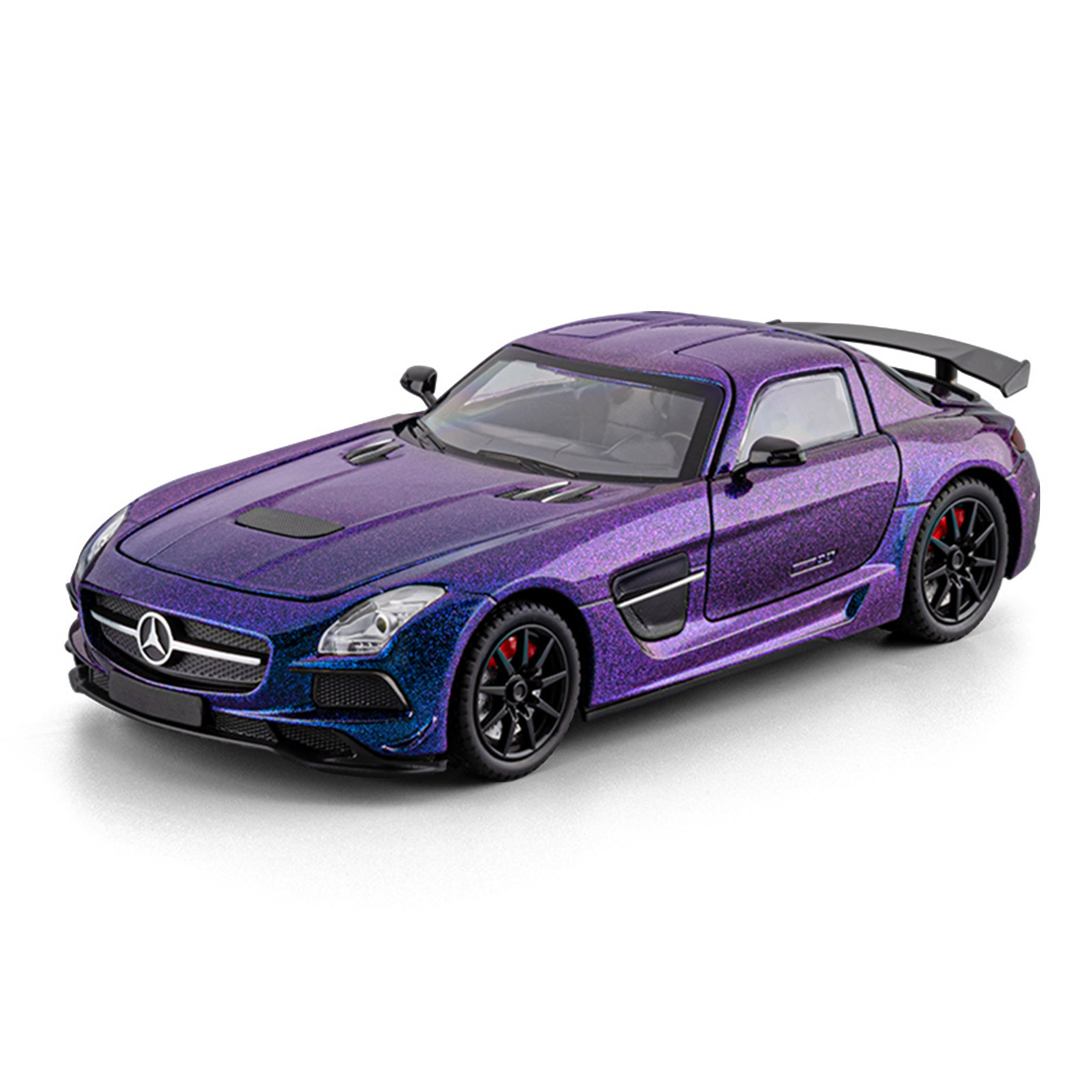 Coche deportivo de aleación Mercedes-Benz SLS AMG a escala 1:24, modelo de coche de simulación con función de retroceso, juguete para niños, modelo de coche para niños, adorno.