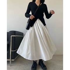 日本系の白い蓬蓬の紗のスカートの半身のスカートの女性の朝の春の2025フランスの気質のヘボンの風のA字の傘のスカートのロングスカート