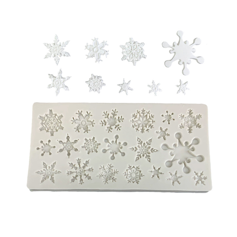 Navidad copo de nieve fondant de calidad alimentaria molde de silicona ritmo seco molde de modelado de silicona decoración de Navidad copo de nieve