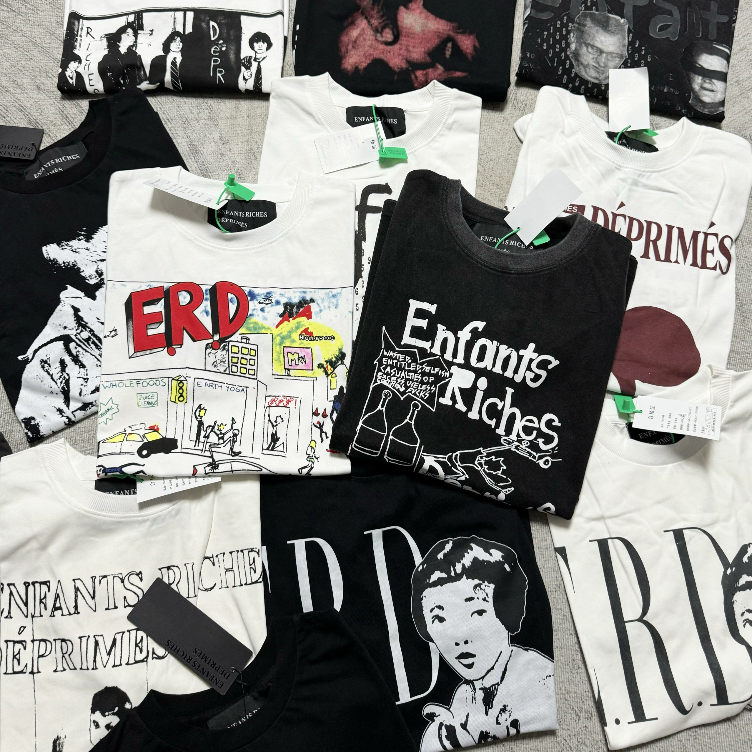 ERD Меланхоличный богатый второй поколения с короткими рукавами ретро старый cleanfit для мужчин и женщин vintage слоган футболка хлопок