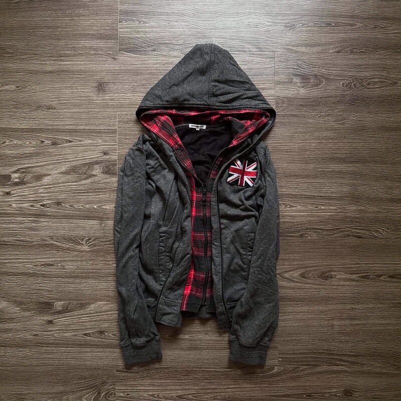 Zipper Autumn and Winter Retro Cross-Border Wholesale Plaid Hooded Sweatshirt Y2K Trendy Brand Ins American Subculture Fake Two-Piece