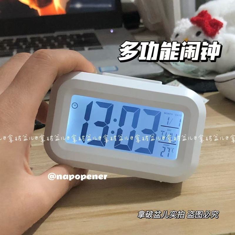 シンプルな電子時計ミニ多機能目覚まし時計学生かわいい発光ベッドサイド時計寮目覚まし時計スヌーズ卓上時計|undefined